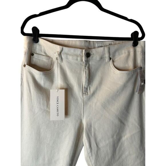 Vince Camuto Jeans Size 32/14 Ivory Ankle Length Frayed Hem High Rise - Picture 2 of 15